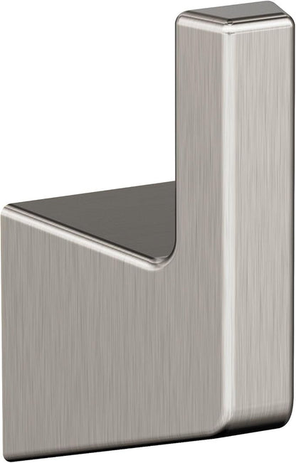 Amerock Blackrock Single Prong Brushed Nickel Wall-Mounted Hook | Decorative wall hook in durable zinc construction for coats, hats, bags, towels, and everyday organization