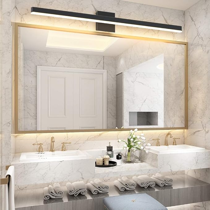 Aipsun 40 inch Modern Black Vanity Light LED Bathroom Vanity Light Fixtures Black Wall Light for Bathroom (Warm White)