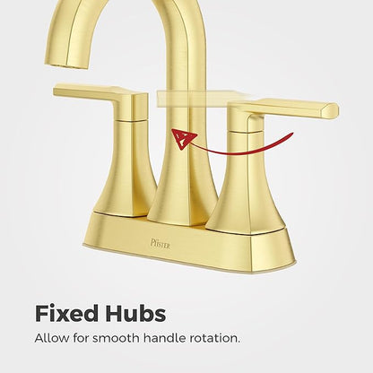 Pfister Vaneri Bathroom Sink Faucet, 4-Inch Centerset, 2-Handle, 3-Hole, NSF Certified, Brushed Gold Finish, LF048VRIBG