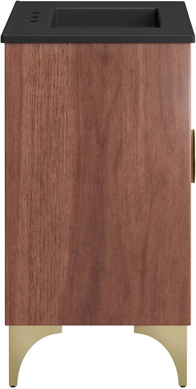 Modway Daylight Bathroom Vanity Cabinet with Ceramic Sink Basin, 30 Inch, Black Walnut