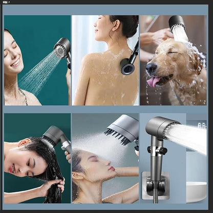 Shower Head, Shower Head High Pressure, Showerhead with Handheld and 3 Filters, 4 Spray Modes & Pause Switch, Silicone Scalp Massager, 59" Hose & Bracket for Hard Water & Pets