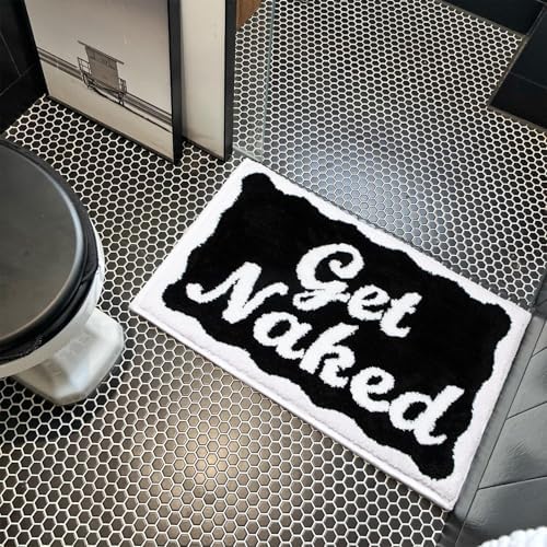 KOEXM Get Naked Bath Mat Black Bathroom Rugs 20" x 32" Non-Slip