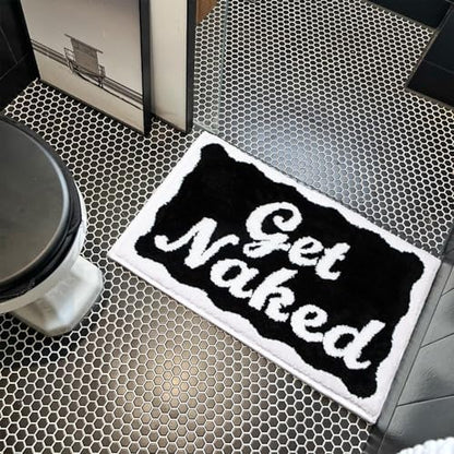 KOEXM Get Naked Bath Mat Black Bathroom Rugs 20" x 32" Non-Slip
