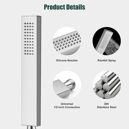 Heyalan Hand-held Shower Head Set-SUS304 Handheld Shower,Polished Chrome | SUS304 stainless steel wand, straight-style design, single rain spray, 59-inch long hose and standard 1/2-inch connection
