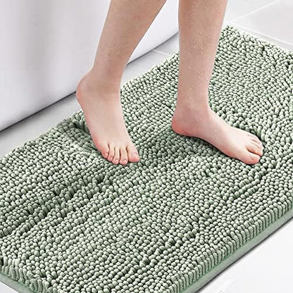 H.VERSAILTEX Microfiber Bath Rugs Chenille Floor Mat Ultra Soft Washable Bathroom Dry Fast Water Absorbent Bedroom Area Rugs, 24 x 42 - Inch, Sage