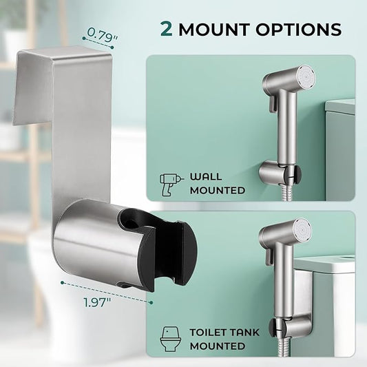 Handheld Bidet Sprayer for Toilet, Adjustable Water Pressure Control Rotary Switch with Bidet Hose, Exclusive Single Nozzle High Pressure Mode for Cleaning Stubborn Stains, Brushed Nickel