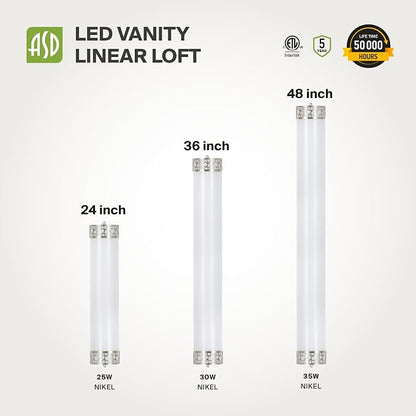 ASD 48 Inch LED Bathroom Vanity Light, 5CCT 2700K-5000K 35W, Dimmable Bathroom Light Fixtures, Modern Vanity Lights for Bathroom Lighting Fixtures Over Mirror, Wall Light Bar, Brushed Nickel, ETL, 2P