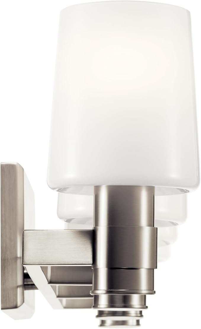 Kichler Adani 4-Light Vanity, Modern Light with Opal Glass in Brushed Nickel, Bathroom (8.25" x 30"), 55177NI