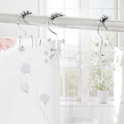 Long 3 in 1 Shower Curtain Set, 72x78 | Long 3 in 1 Shower Curtain Set, PEVA Liner Set & 12 Double Sided Steel Hooks, Waterproof Fabric Bathroom Curtain