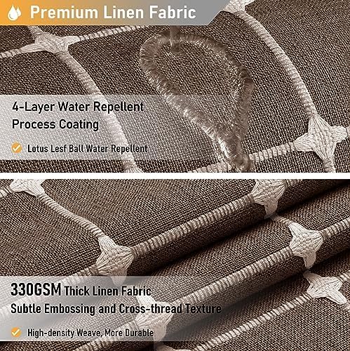 BTTN 54x78 Boho Farmhouse Linen Heavy Duty Fabric Shower Curtain Set, Brown