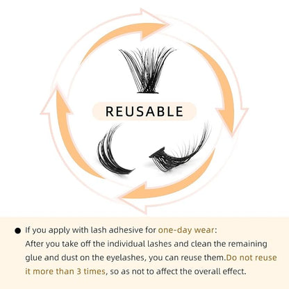 QUEWEL Cluster Lashes 240Pcs Individual Lashes 30D+40D C Curl Mix8-14mm | Lash Extensions Clusters Lashes Soft&Natural False Eyelashes Individual DIY Eyelash Extension at Home(30D+40D C MIX8-14)