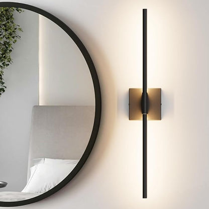 28In Hardwired Black Wall Sconce Modern Vantiy Light LED Bathroom Light Fixtures Over Mirror 3000K 360° Rotatable Bathroom Sconce
