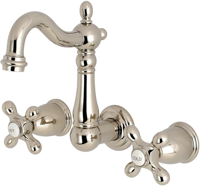 Kingston Brass KS1226AX Heritage Wall Mount Bathroom Faucet, Polished Nickel