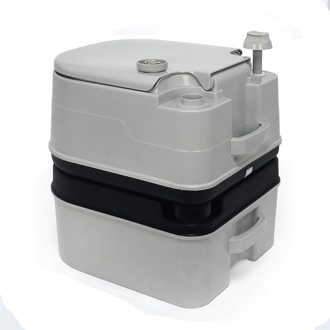 XKMT- Gray 24L Advanced Portable Toilet Flush Camping Travel Outdoor Picnic Piston Pump Commode [P/N: ET-TOILET002-24L]