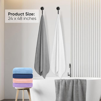 HOMEXCEL 6PK Bath Towel Set, 24x48 in, Absorbent&Quick Dry Towels for Hotel | Ultra Soft, Lightweight Towels for Bathroom, Spa and Beauty Parlor, Multicolor