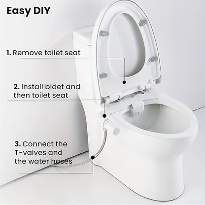 Ultra-Slim Bidet Toilet Attachment, Self-Cleaning Retractable Dual Nozzle (Rear & Feminine Wash), Non-Electric Bidet for Toilet with Adjustable Water Pressure, No Seat Gap, Easy DIY Install (White)