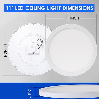Energetic 5CCT Flush Mount Ceiling Light Fixtures, 26W LED Ceiling Lights for Bedroom, Kitchen, Bathroom, Hallway, 2700/3000/3500/4000/5000K, Super Slim, 11 Inch, White, 3 Pack