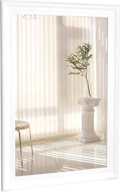 White Wood Wall Mirror for Bathroom,Rectangle 20 x 30 inch Vanity Mirrors | Hanging Mirror with Wooden Frame for Living Room,Bedroom,Entryway