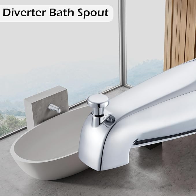 Slip-on Tub Spout with Diverter, Compatible with 1/2 Inch Copper Tube Fit, Bathroom Bathtub Spout 1-Pack (Polished Chrome)