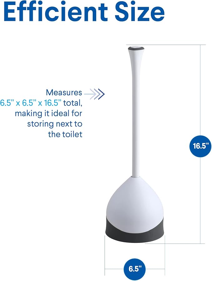 Clorox Toilet Plunger with Hideaway Caddy,– for Bathroom Organization and Storage,Bathroom Accessories,Toilet Unclogger,with Holder,White,(Pack of 12)