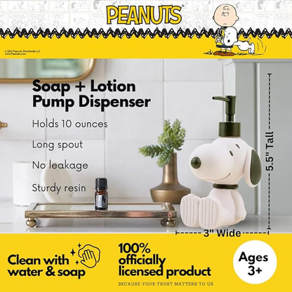 Collectibles Peanuts Snoopy Soap/Lotion/Hand Sanitizer Resin Pump Dispenser, 10.01 Ounces, (Officially Licensed Product) by Franco