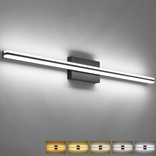 SOLFART Bathroom Lighting Fixtures Over Mirror 25W 40 Inch Modern Black LED Vanity Lights 5CCT Dimmable Bathroom Light