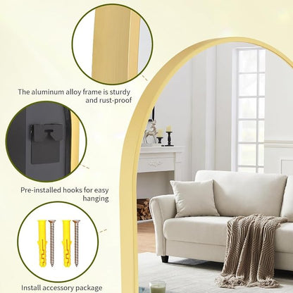 BEAUTYPEAK 31"x32" Arch Bathroom Wall Mirror, Gold | Wall Mounted Vanity Metal Frame Mirror for Bedroom, Entryway, Living Room, Fireplace