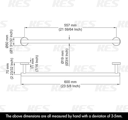 KES 21.3 Inches Matte Black Towel Bar for Bathroom Kitchen Hand Towel Holder Dish Cloths Hanger Towel Rack SUS304 Stainless Steel RUSTPROOF Wall Mount, Total Length 23.6 Inch, A2000S60-BK