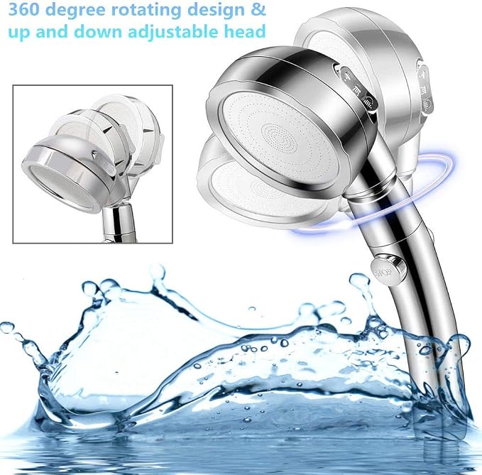 Handheld Shower Head（Without Hose and Bracket） - High Pressure Water Saving 360 Degree Rotating Adjustable Showerhead with ON/Off Switch and 3 Spray Settings RV Camper Bathroom Shower Sprayer