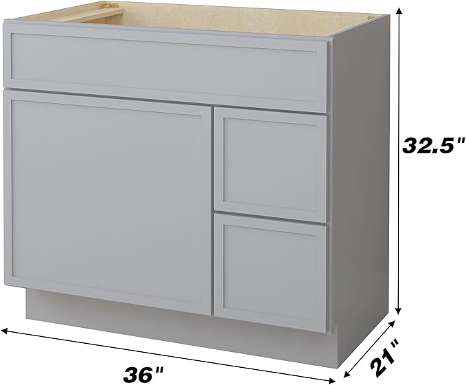 HomeBeyond 72 Inches Bathroom Vanity Base Cabinet Without Sink, Double Sink Top with Door & Soft Closing Drawers, Sturdy Floor Mounted Cabinet 2-Door 4-Drawer, Grey