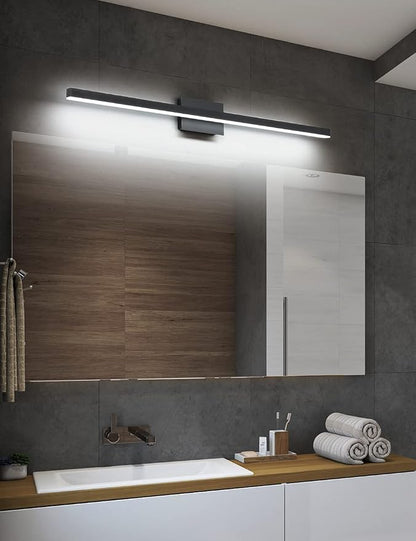 Joossnwell LED Vanity Light Black 47.2inch Modern Bathroom Lighting Fixtures Over Mirror Aluminum Wall Lights 30W 6000K