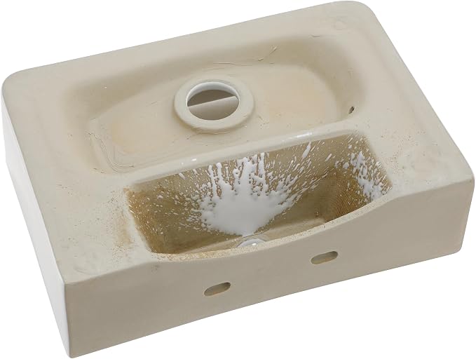 Sarlai Small Wall Mounted Vessel Sink Floating Corner Bathroom Sink | Wall Mount Ceramic Wall hung Pure Glossy White Ceramic Wash Basin 14.5x10x4.2 Inch for Tiny Room