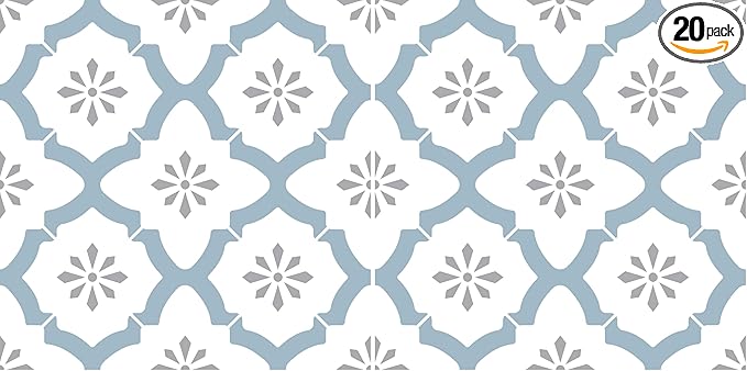 FloorPops FP2943 Alfama Peel & Stick Floor Tiles, Multicolor, Blue (Pack of 2)