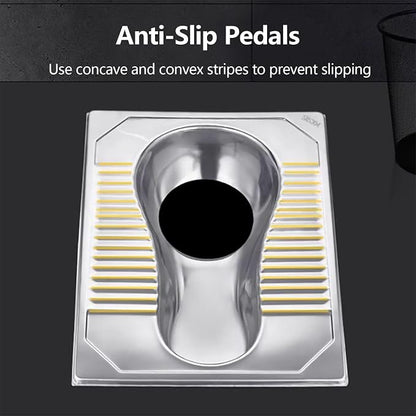Stainless Steel Large-Bore Dry Toilet, Rural Toilet Squat Pit Renovation, Bathroom Squat Toilet, Flush-Free,