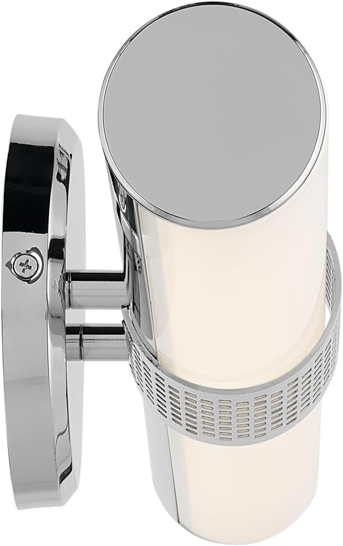 Kichler Sashi 18" LED Small Bath Bar with White Glass in Chrome, Modern, for Vanity, Fireplace, Buffet, Hallway, Vanity Mirror, (18" W x 5" H), 55191CHLED