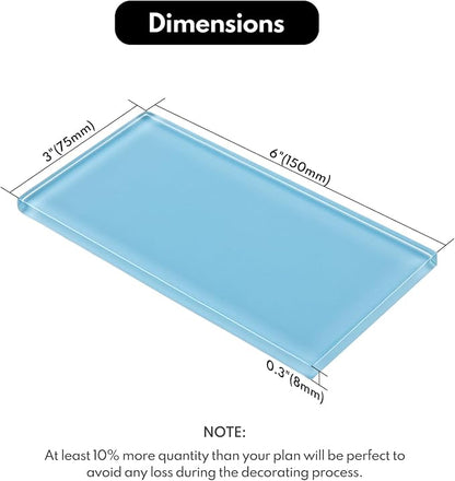Blue Glass Subway Tile, Glass for Bathroom Kitchen Shower Backsplash Wall, 3 x 6 Inches, 4 Sq.Ft.