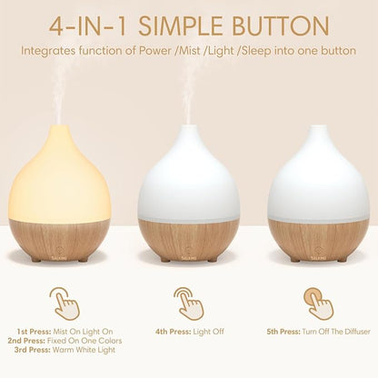 SALKING Essential Oil Diffuser 2 Pack, 100ml Aromatherapy Diffuser for Home | Cool Mist Humidifier with Auto Shut-Off, Ultrasonic Diffusers for Essential Oils, Warm White Lights, Quiet, Bedroom, Office