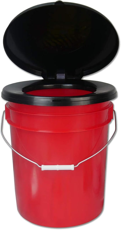 Ready America 71640 Lockdown Toilet Bucket Kit, 1-4 Person | Lightweight portable toilet with removable seat for emergency preparedness, camping, hunting and indoor or outdoor use.