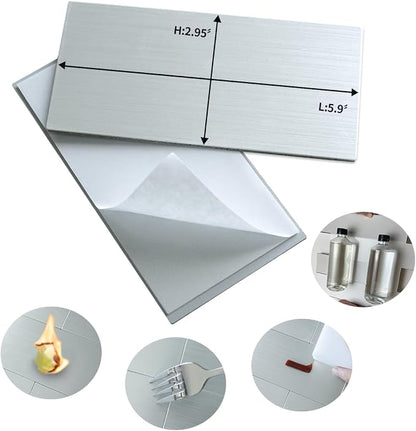 AULIGET 100-Piece Stainless Steel Subway Tile Peel and Stick Backsplash, 3" x 6" Metal Stick on Wall Tiles for Backsplash Kitchen, Bathroom, Laundry Room, Camper, Fireplace