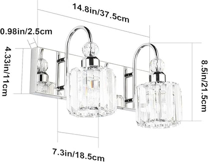 Ralbay Modern Bathroom Vanity Light - 2-Light Crystal Wall Fixture for Bathroom