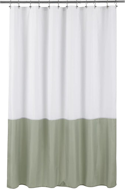 ALYVIA SPRING Waterproof Fabric Shower Curtain or Liner White/Sage, 72x72 | 3 Magnets, Soft Cloth & Hotel Quality, Machine Washable, Light-Weight, Standard Size