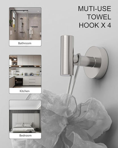 Wall-Mount Towel Bar Bathroom Hardware Accessory Set 12-Piece | Brushed Nickel,Stainless Steel,Wall Mount,Bathroom Hardware Set,Simple DIY installation,Stain-resistant and easy to maintain