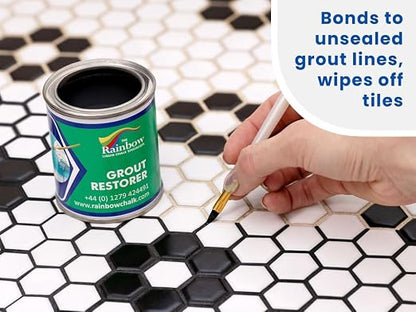 Grout Pen Grout Paint for Tile, Floor & Shower - Black - 125ml (4.2oz) | Waterproof Paint Grout Refresh Restorer for Kitchen & Bathroom Tiles - Can Size for Larger Projects