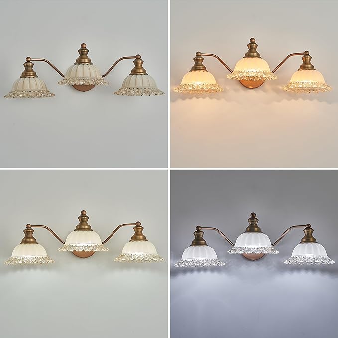 Brass 3 Light Vanity Light Vintage Bathroom Vanity Light Fixture