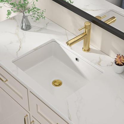Dcolora 22x15 In. Undermount Bathroom Sink, Rectangular Fireclay White Ceramic Porcelain Lavatory Vanity Bath Sink Under Counter Vessel Sink, Farmhouse Style #DC-UVS2538003