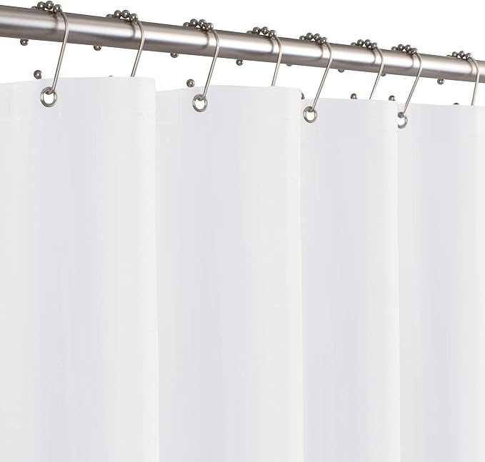 Zenna Home Shower Curtain Liner, Heavyweight Transparent Liner for Showers and Bathtubs with Rustproof Grommets and Weighted Hem, 8-Gauge EVA, 70 x 71 Inches, White
