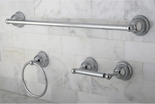 Kingston Brass BAK396148C Restoration 3-Piece 24-Inch Towel Bar Bathroom Accessory Set in Polished Chrome