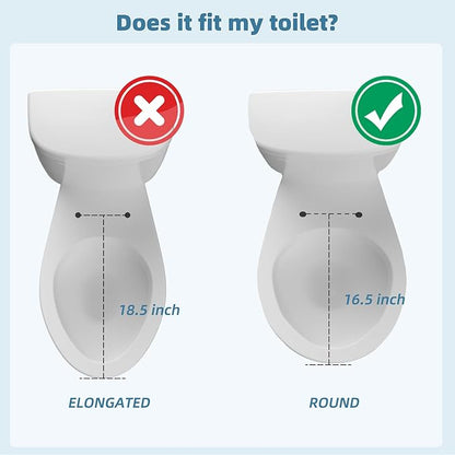 Hibbent Round Bidet Toilet Seat with Slow Close, Non-Electric Bidet Attachment for Toilet Seat with Dual Nozzle, Bidet Sprayer with Adjustable Self-Cleaning Nozzles, Brass T Adapter