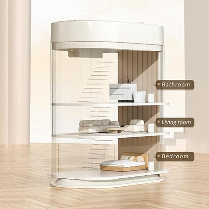 MRBIN Small Trash Can for Bathroom, Automatic Touch Less Garbage Bin with Lid, 2 Gallon Plastic Slim Waste Basket for Office and Kitchen, Electric Motion Sensor Bedroom Bin, Cream White