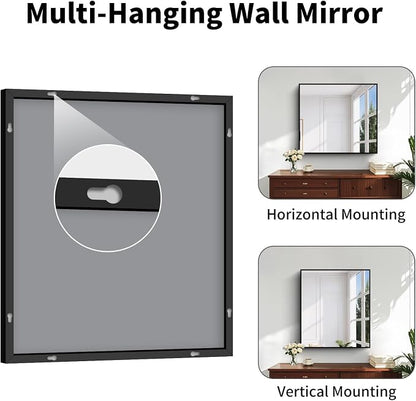 Koonmi Black Bathroom Mirror for Over Sink,Metal Framed 32"x28" Wall Mirror